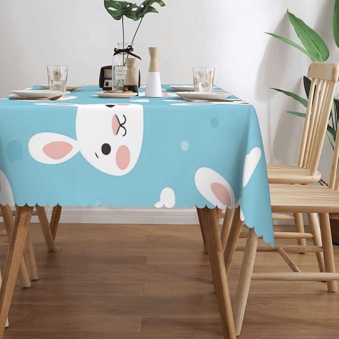 Rectangle Table Cloth Funny Rabbits Waterproof Tablecloth 54 x 72 in Washable - Image 3