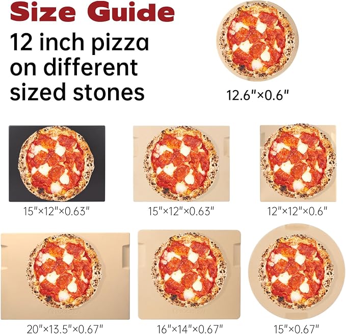 Pizza Stone 12.6in Round Baking & Grilling Stone, BBQ and Grill. Innovative - Image 3