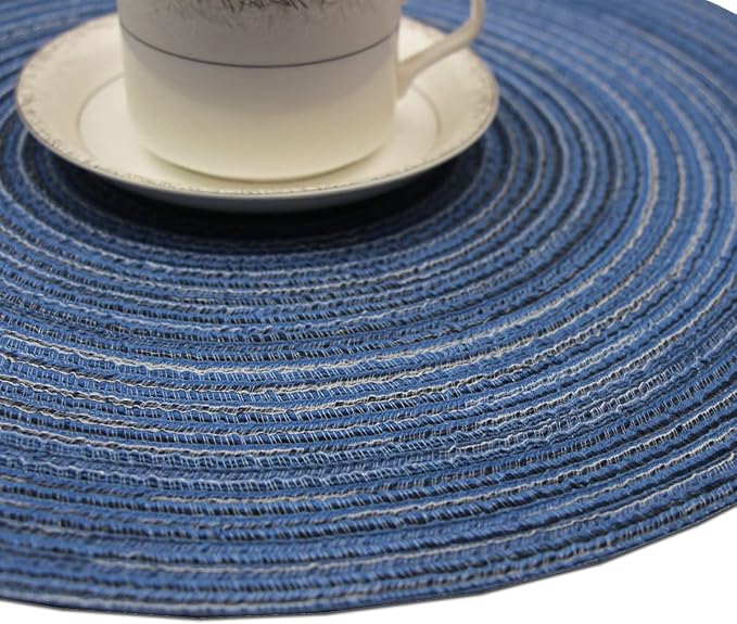 PIGCHCY Round Placemats Set of 8 Round Table Placemats Braided Cotton Place - Image 3