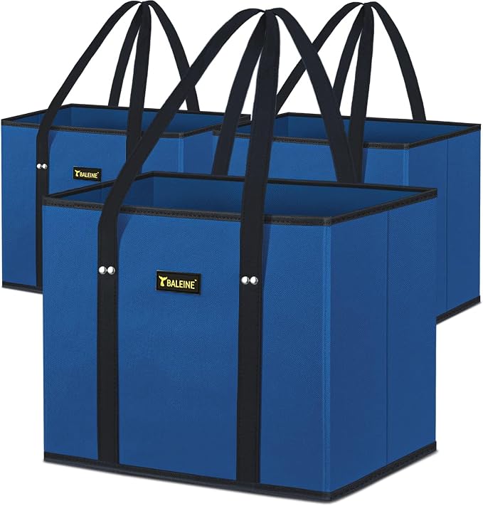 BALEINE 3Pk Reusable Grocery Bags, Foldable Shopping Bags by BALEINE