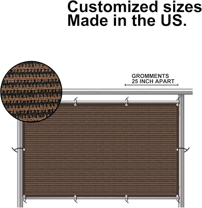 Eden's Decor Balcony Privacy Screen Brown 3'x 10' Cover Mesh Windscreen - Image 5