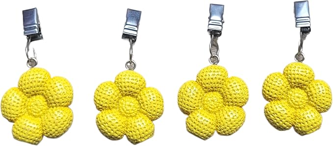 TwoFish Home Set of 4 Yellow Sunflower Resin Tablecloth Weights Clips Yellow - Image 3