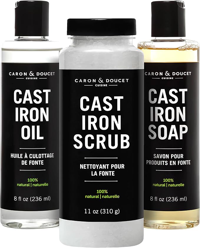 CARON & DOUCET - Ultimate Cast Iron Set: Seasoning Oil, Cleaning Soap & by CaronDoucet