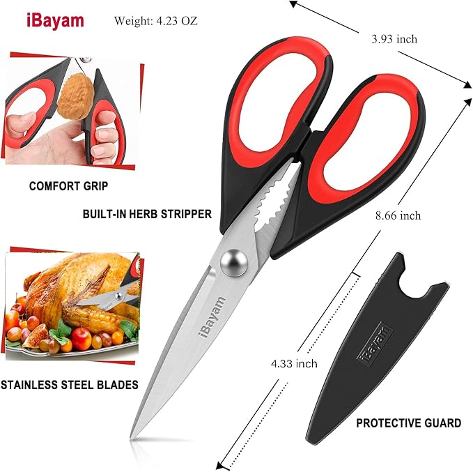 iBayam Kitchen Scissors All Purpose Heavy Duty, Kitchen Utensils Set, Stainless - Image 3