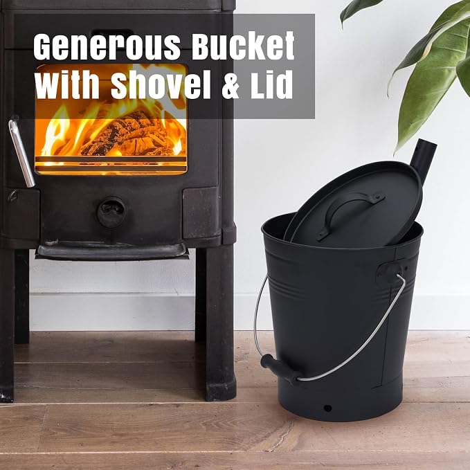 INNO STAGE Ash Bucket with Lid and Wood Handle Coal Shovel, Ash Carrier Pail - Image 9