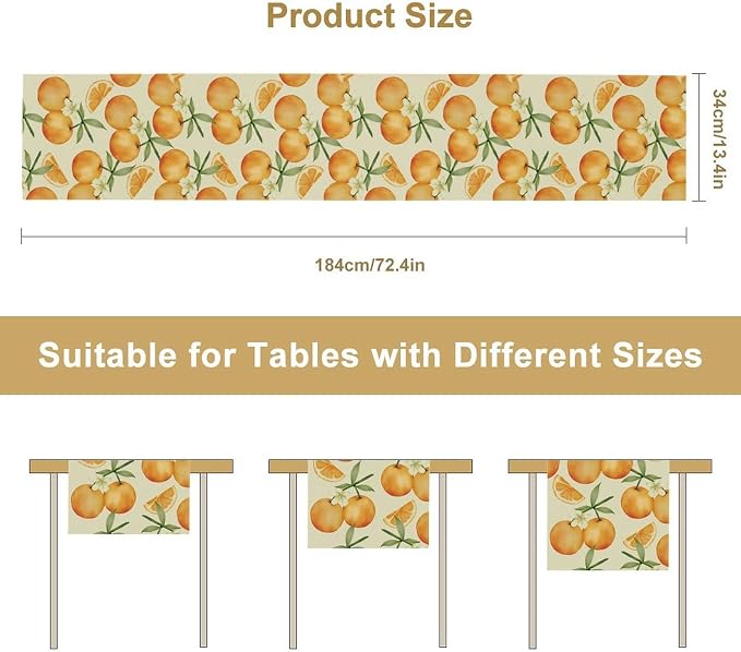 Orange Citrus Table Runner, Cute Spring Summer Fruit Themed Table Runner - Image 7