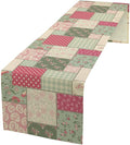 Patchwork Flowers Table Runner, Boho Plaid Floral Retro Romantic Rose Plants by Unknown
