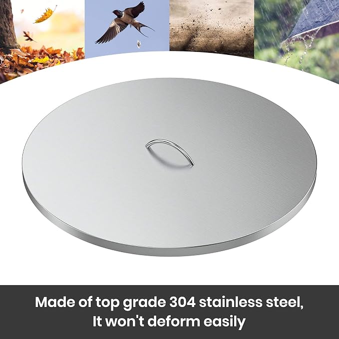 Stanbroil 28" Stainless Steel Fire Pit Cover Fits 25" Inch Round Drop-in Fire - Image 4