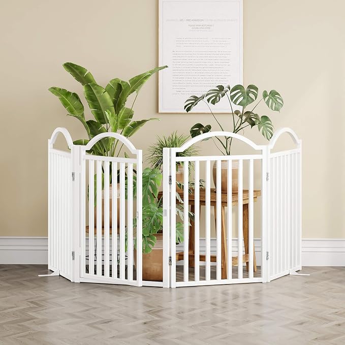 UDD Metal Folding Dog Gate Indoor 96" Extra Wide, Freestanding No Drilling Pet - Image 5