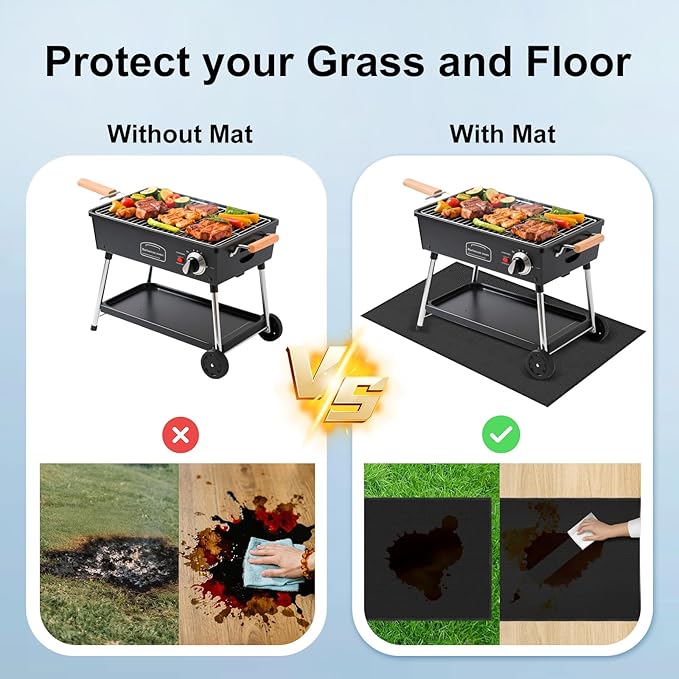Grill Floor Mat 70x48 Inch, Oil-Proof Rubber, Double-Sided