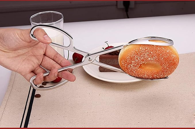 Tongs, 10-Inch Silver Stainless Steel with Scissor-Style Handle