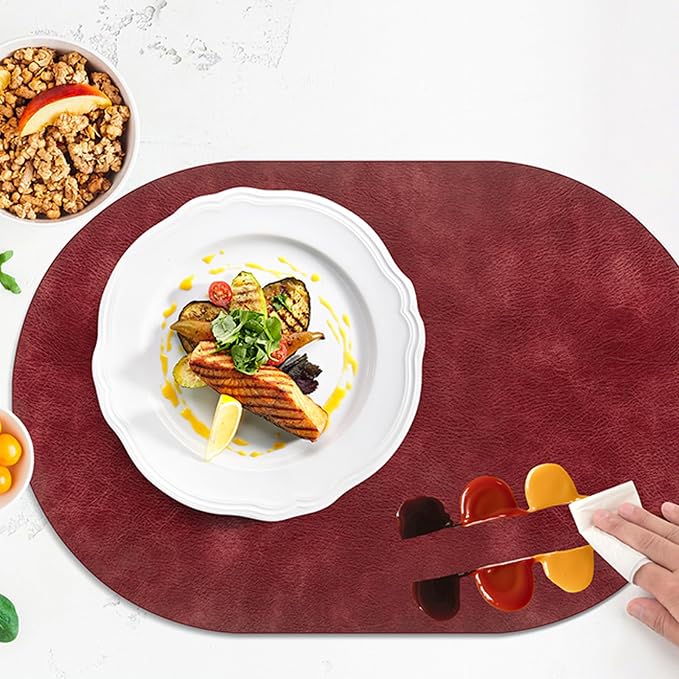 ADRIMER Placemats, Heat Resistant Oval Placemats Set of 12 Washable 12 x 17 Inch - Image 4