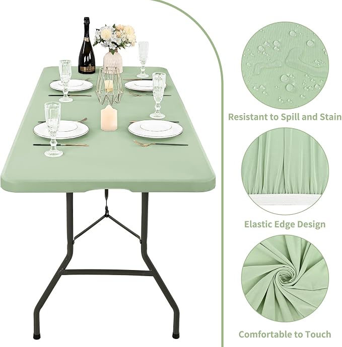 6 Pack Stretch Fabric Table Top Cap Cover, fits 6' Tables, Spandex Table Covers - Image 3