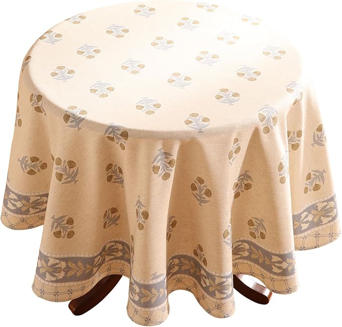 patdrea Designer Vintage Small Beige Tablecloth by Welcometopatdrea