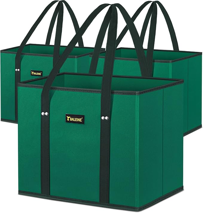 BALEINE 3Pk Reusable Grocery Bags, Foldable Shopping Bags by BALEINE