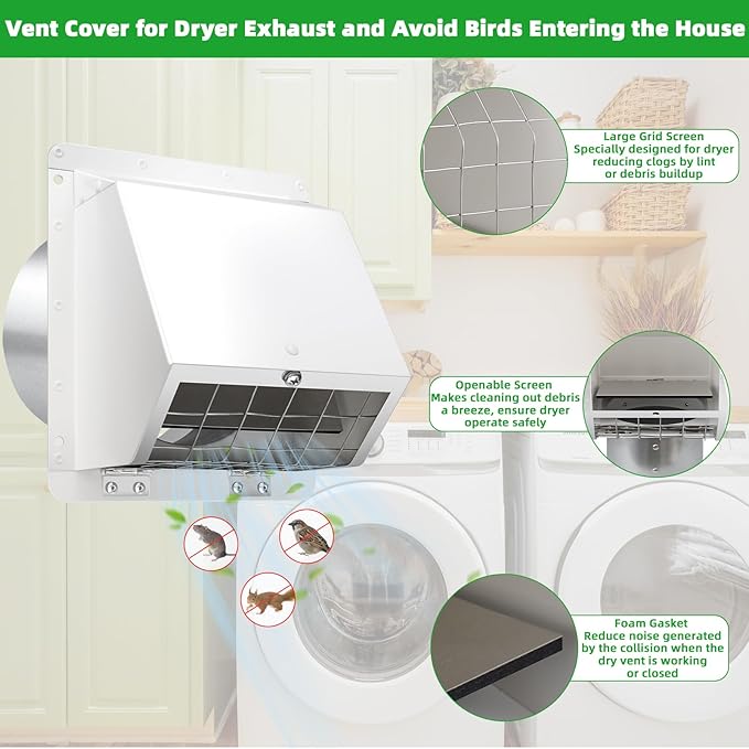 4 Inch Dryer Vent Cover Outside - Image 3