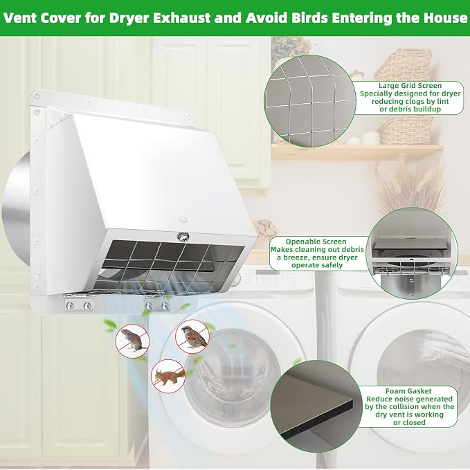 Dryer Vent Cover Outside 5 Inch, Dryer Vent Cover - Image 3