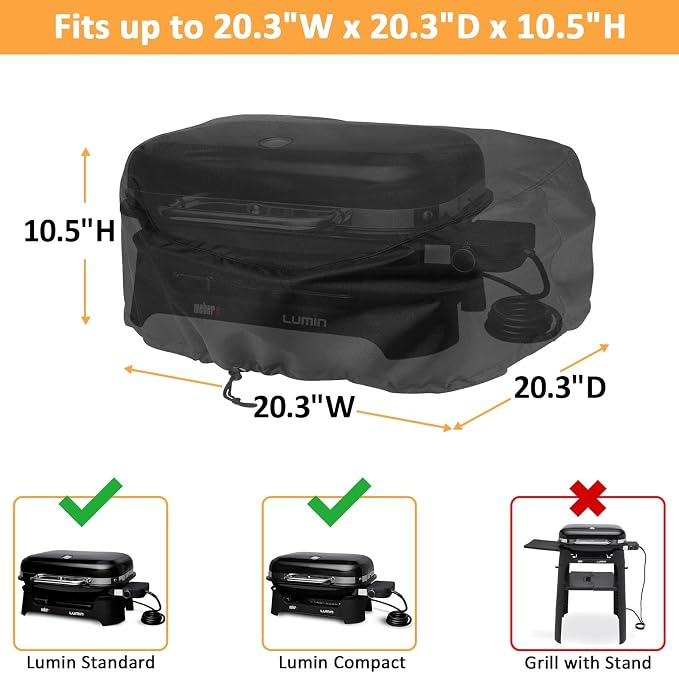 7197 Grill Cover for Weber Lumin Electric Grill, Lumin Compact Grill Waterproof - Image 2