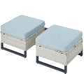 HUMMUH Outdoor Ottomans for Patio Set of 2 PE Wicker Outdoor Footstool by HUMMUH