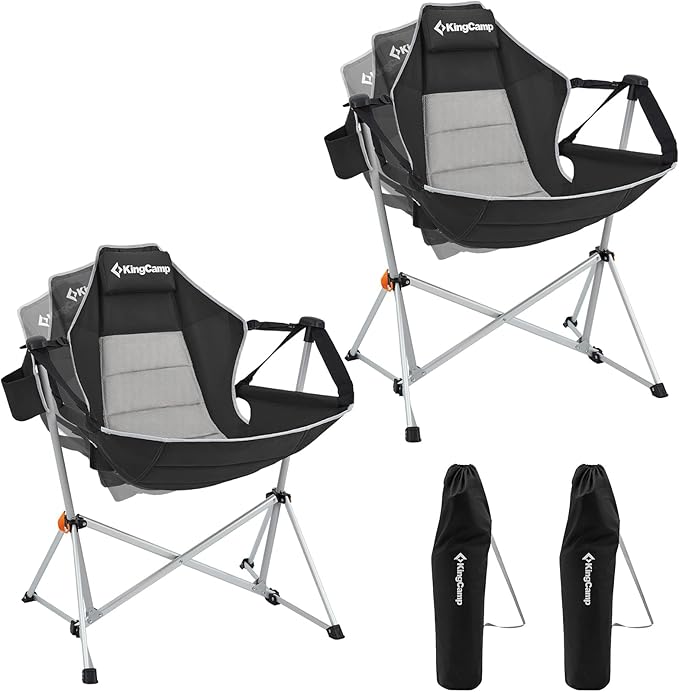 Portable Hammock Chair Swing in Black, Quick-Open Frame, 400 lb Capacity