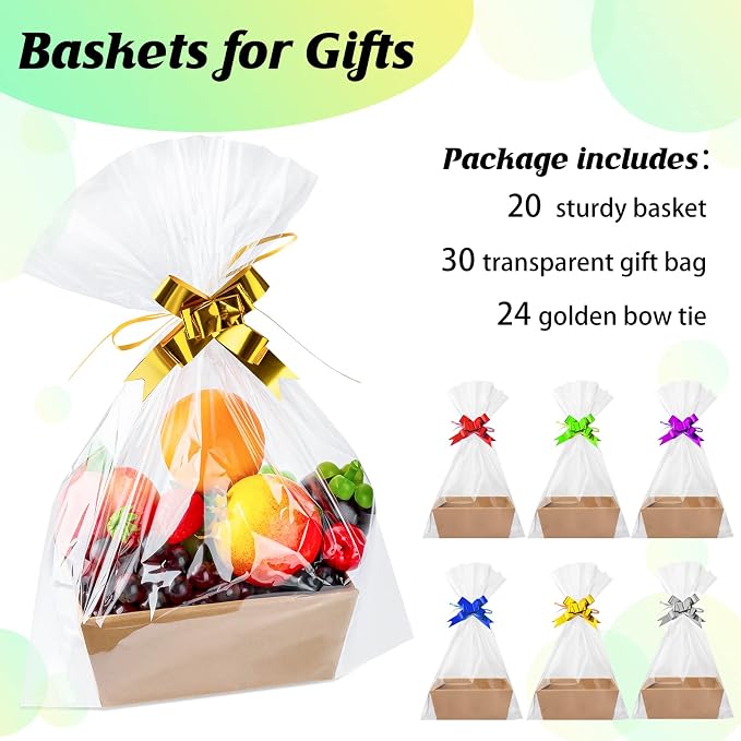 Fainne 74 Pcs Baskets for Gifts Empty Bulk DIY Empty Gift Basket Include 20 - Image 4