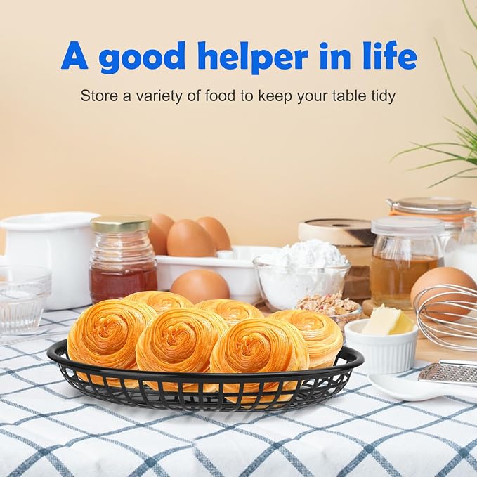 90 Pcs 9 x 5.7 Inch Reusable Oval Fast Food Baskets, Sturdy Plastic Serving - Image 5