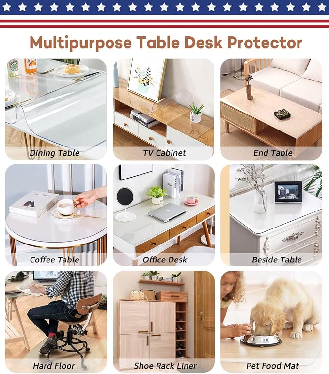 RostiKong 42 x 84 Inch Table Protector Large Clear Plastic Tablecloth Furniture - Image 7