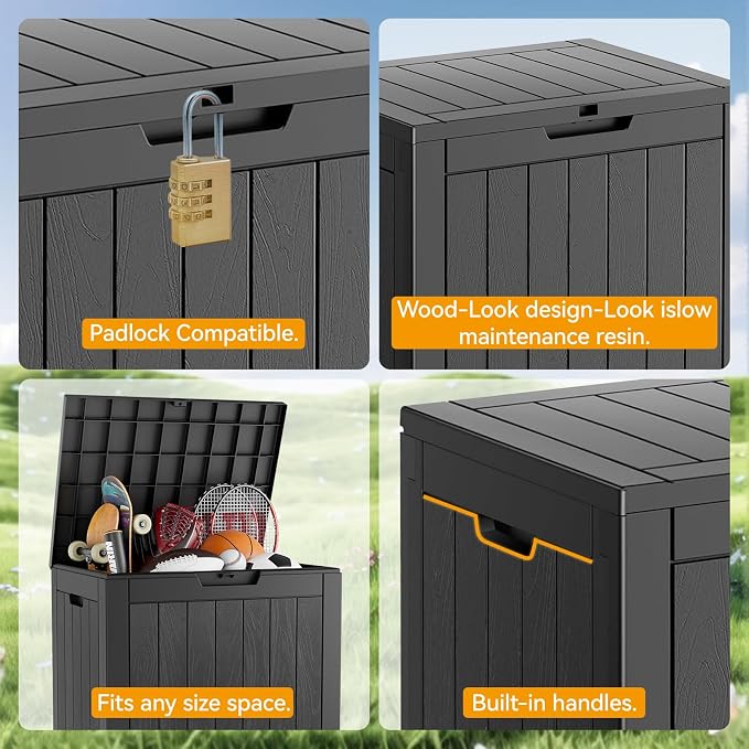 KAMABOKO 32 Gallon Outdoor Storage Box 2 Pack All-Weather Deck Box - Image 6