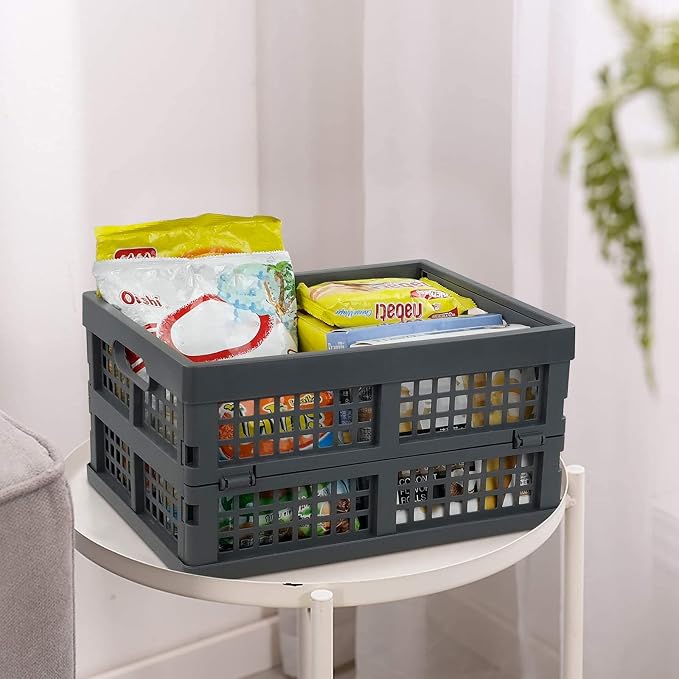 15 Liter Collapsible Crates, Plastic Folding Basket Bins Set of 3 - Image 5