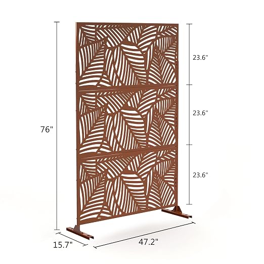Casaphoria 72" H x 47" W Metal Outdoor Privacy Screen, Freestanding Decorative - Image 8