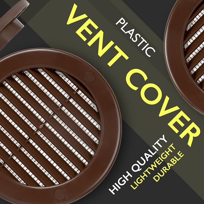 4 Inch Brown Air Vent Cover – Pack of 5 – Plastic Round Air Vent Grill Cover - Image 6