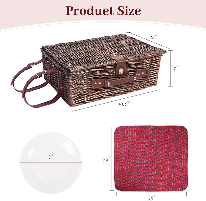 Neti Neti Wicker Picnic Basket for 4 - Image 4