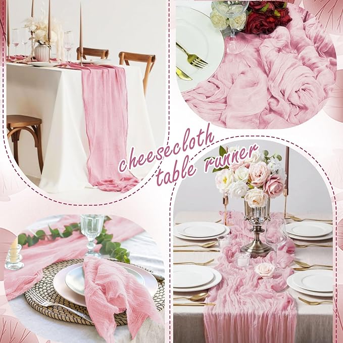 8 Packs Cheesecloth Table Runner 10FT Long Boho Gauze Fabric Table Runner - Image 6