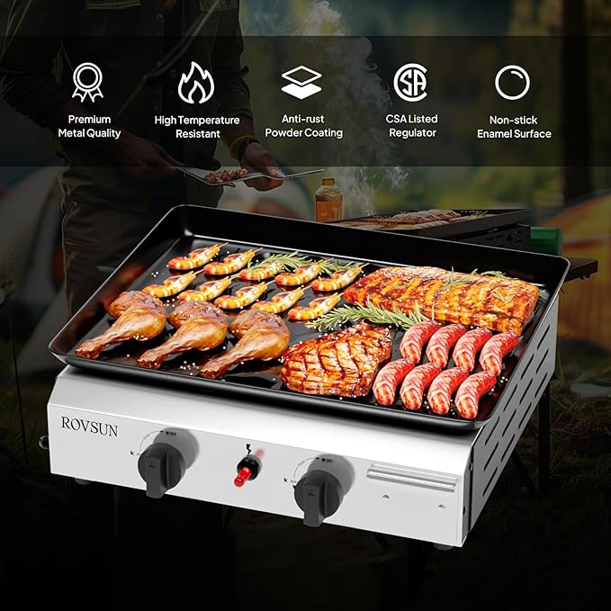ROVSUN 2 Burner Portable Propane Griddle - Image 5