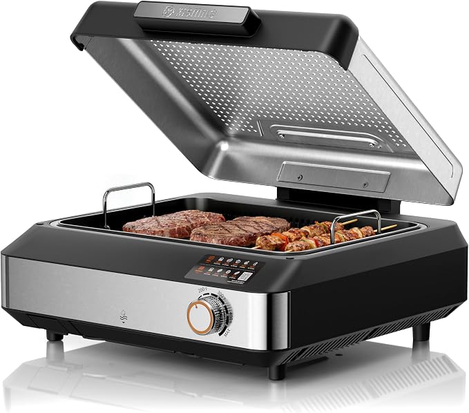 Kismile 2-in-1 Griddle and Indoor Grill, Electric Smokeless Grill by Kismile