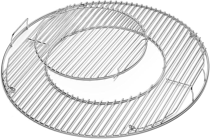 Hinged Cooking Grate for 22.5” Charcoal Grill, Charcoal Kettle, One-Touch Silver by JCLMER