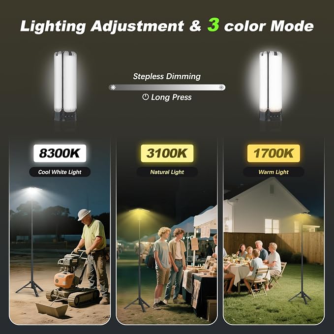 Camping Lights with Remote & Stand 6 Ft, 14000 mAh Rechargeable Camping Lantern - Image 6