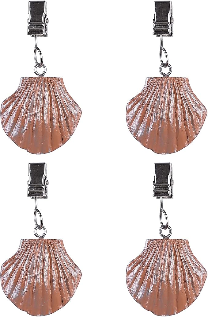 TwoFish Home Set of 4 Resin Chocolate Shells Tablecloth Weights Clips - Image 3