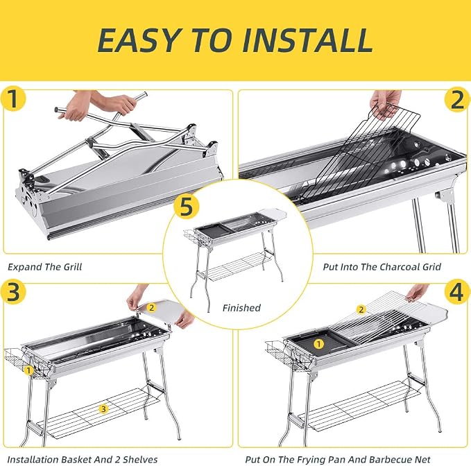 Portable Charcoal Grill, Outdoor BBQ Grill - Image 6