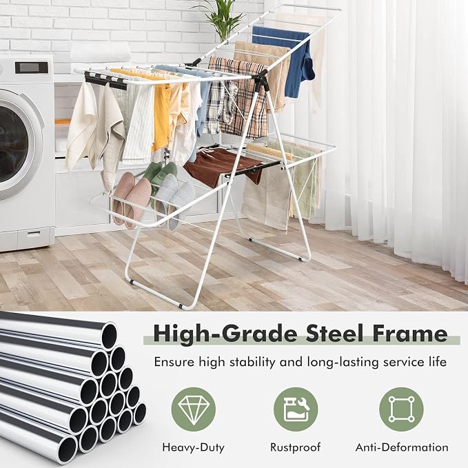 GOFLAME 2-Tier Clothes Drying Rack, Folding Laundry Dry Rack - Image 4