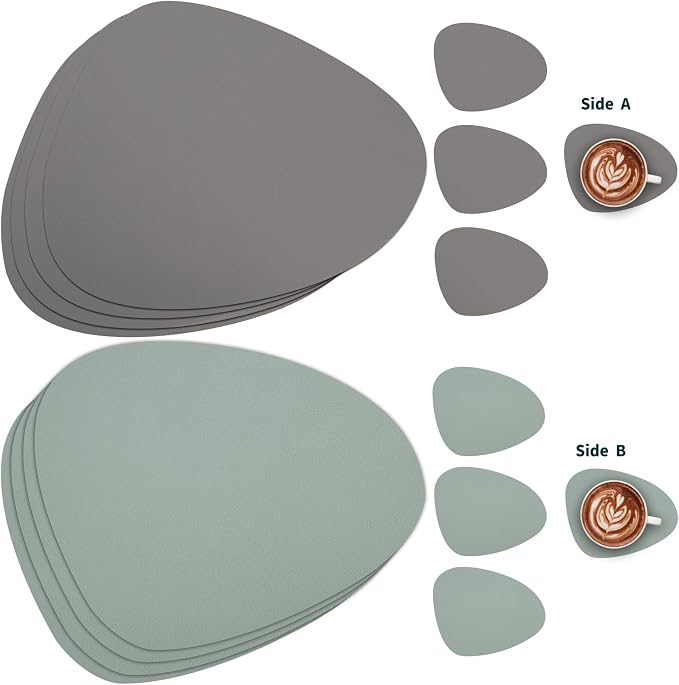 Myir JUN Placemats, Dual-Sided Placemats Waterproof Faux Leather Placemats Set - Image 2