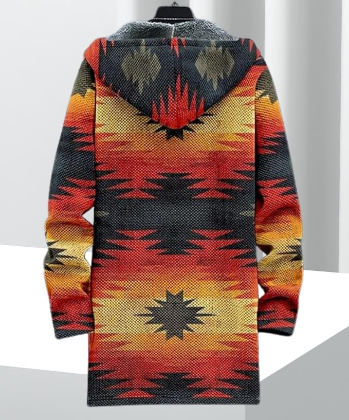 Men's Hooded Sweater Coat Knit Fleece Lined Long Cardigan Jacket - Image 2