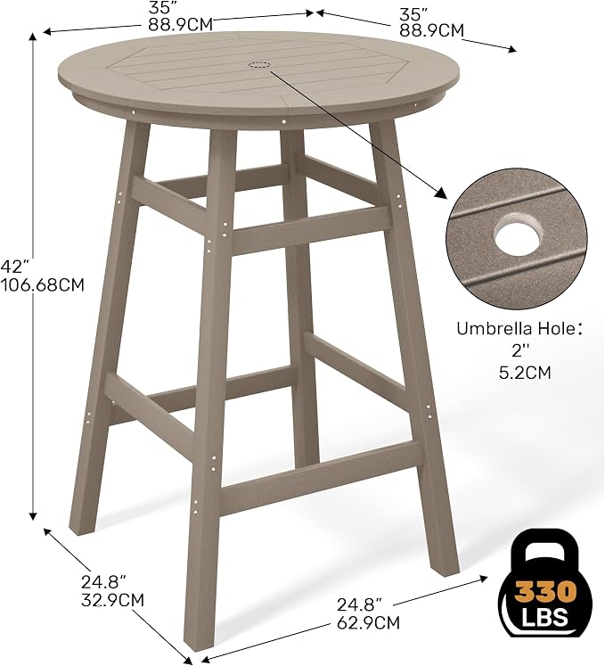 Costaelm Patio Bistro Table, Outdoor Bistro Dining Pub Table - Image 3