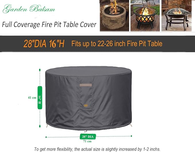 Fire Pit Cover 600D Heavy Duty Waterproof Fabric - Image 2