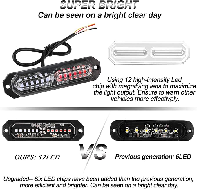 ASPL 8pcs Sync Feature Ultra Slim 12-LED Surface Mount Flashing Strobe Lights - Image 2