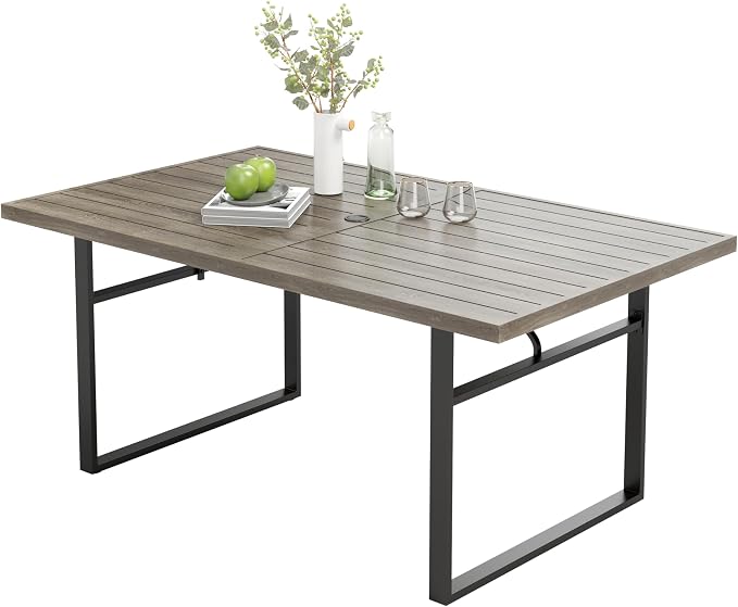 Outdoor Patio Dining Table for 6, Teak Rectangle Patio Table by MIXPATIO