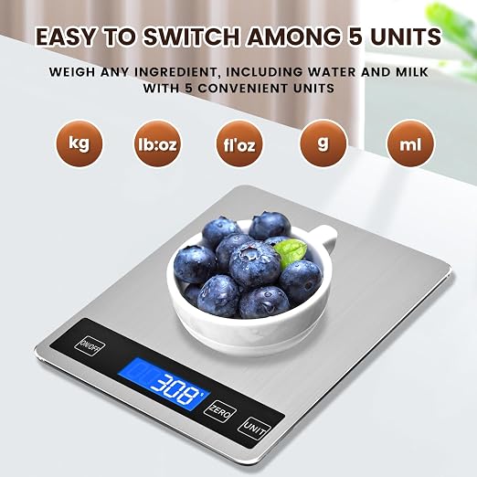 33lb Food Scale, Digital Kitchen Scale Batteries and USB Charging, 1g/0.05oz - Image 4