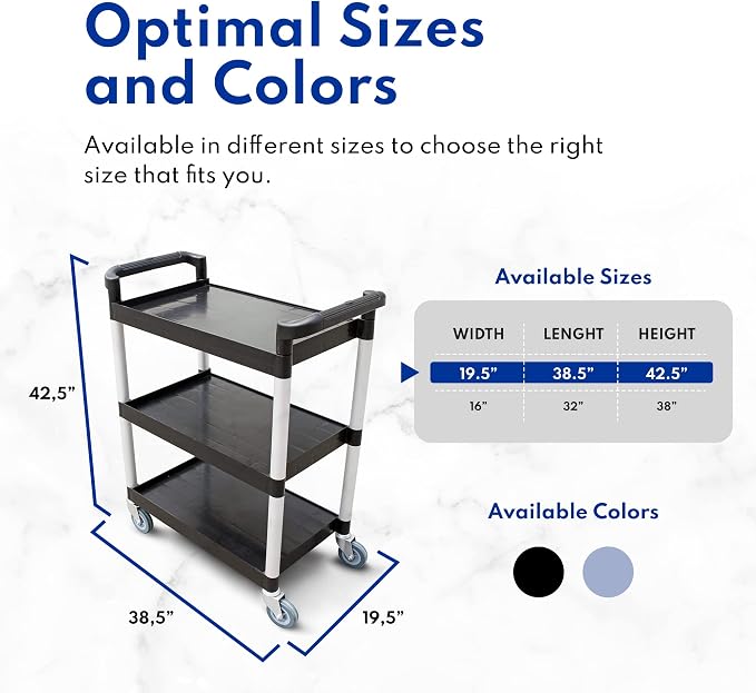 New Star Foodservice 54552 350-Pound Plastic 3-Tier Utility Bus Cart - Image 8