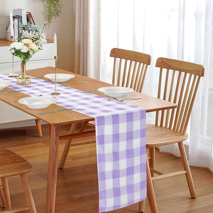 Fabric Checkered Table Runner 6 Pack Waterproof Gingham Table Runner 14W x 108L - Image 6