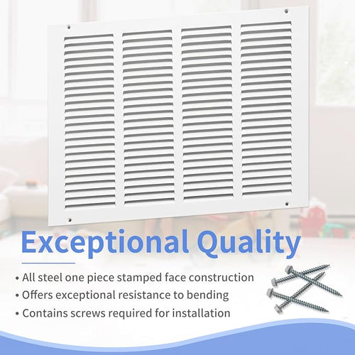 16"W x 12"H Steel Return Air Grille, Air Return Vent Cover - Image 2
